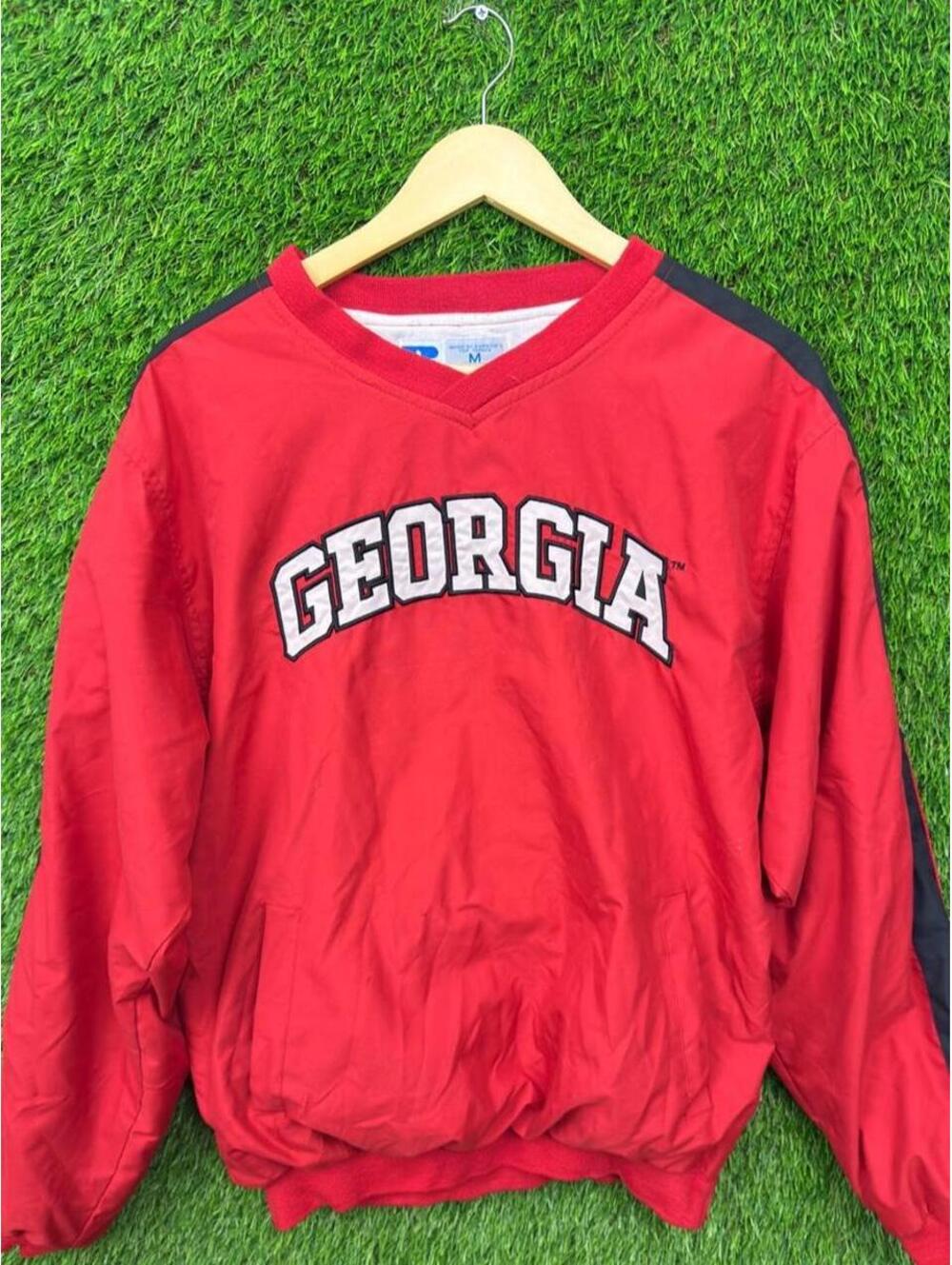 Vintage Russell Athletic Georgia Bulldogs Pullover Windbreaker Red Size M